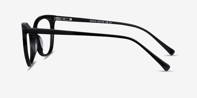 Sigilo Black AcetateEyeglass Frames from EyeBuyDirect, Side View