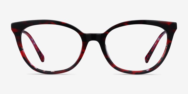 Sigilo Red Floral AcetateEyeglass Frames from EyeBuyDirect, Front View