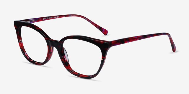 Sigilo Red Floral AcetateEyeglass Frames from EyeBuyDirect, Angle View