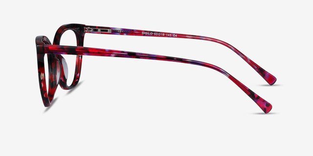 Sigilo Red Floral AcetateEyeglass Frames from EyeBuyDirect, Side View