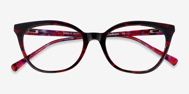 Sigilo Red Floral AcetateEyeglass Frames from EyeBuyDirect, Closed View