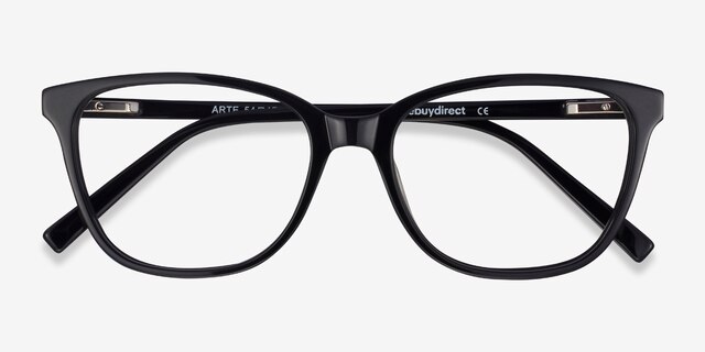 Arte Black AcetateEyeglass Frames from EyeBuyDirect, Closed View