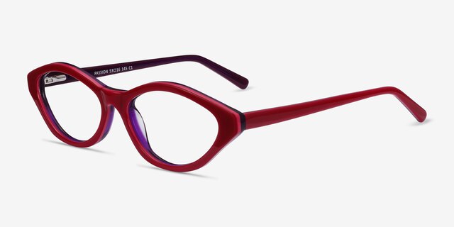 Passion Raspberry & Purple AcetateEyeglass Frames from EyeBuyDirect, Angle View
