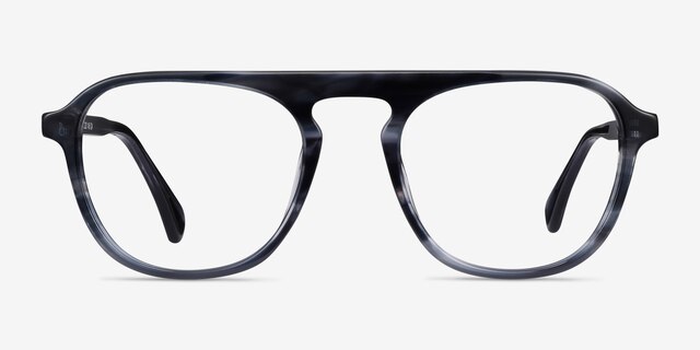 Ida Gray Striped AcetateEyeglass Frames from EyeBuyDirect, Front View