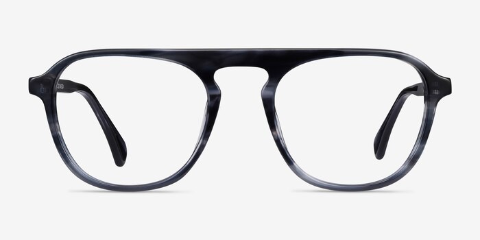 Ida Gray Striped Acetate Eyeglass Frames from EyeBuyDirect