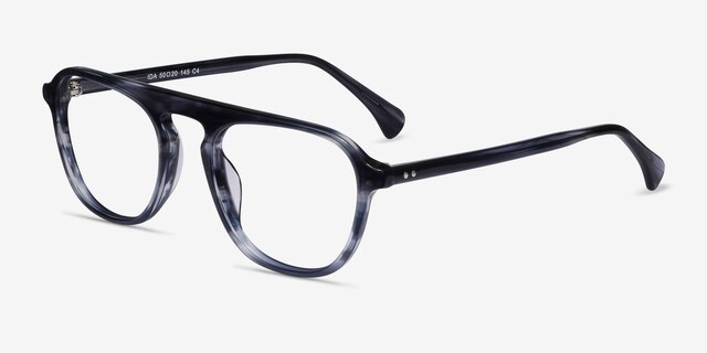 Ida Gray Striped AcetateEyeglass Frames from EyeBuyDirect, Angle View
