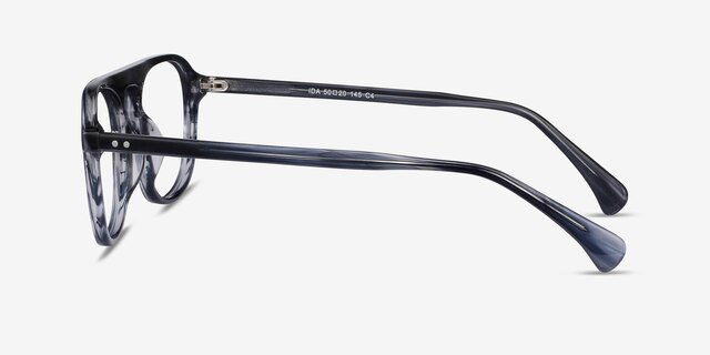 Ida Gray Striped AcetateEyeglass Frames from EyeBuyDirect, Side View