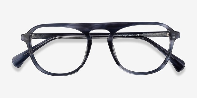 Ida Gray Striped AcetateEyeglass Frames from EyeBuyDirect, Closed View