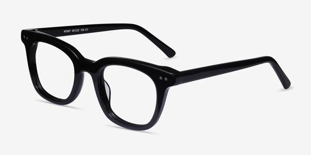 Romy Black AcetateEyeglass Frames from EyeBuyDirect, Angle View