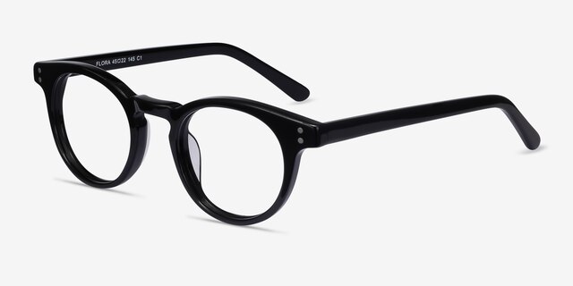 Flora Black AcetateEyeglass Frames from EyeBuyDirect, Angle View