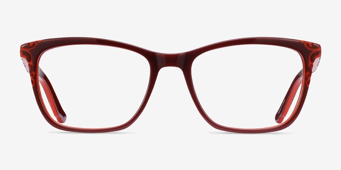Hedera Burgundy Orange Acetate Eyeglass Frames from EyeBuyDirect