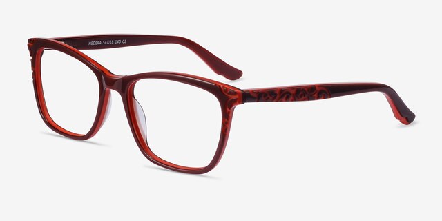 Hedera Burgundy Orange AcetateEyeglass Frames from EyeBuyDirect, Angle View