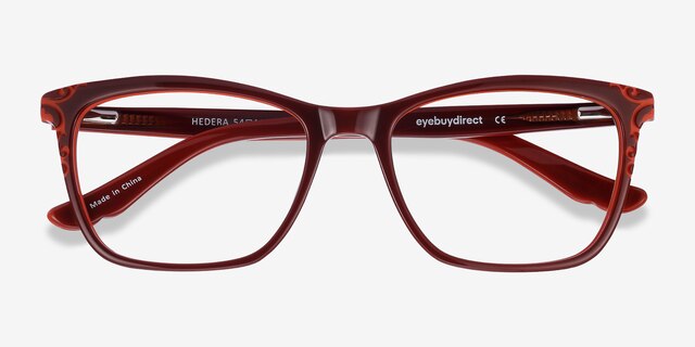 Hedera Burgundy Orange AcetateEyeglass Frames from EyeBuyDirect, Closed View