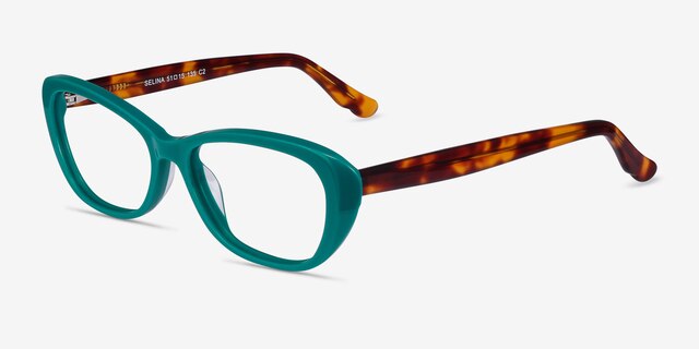 Selina Teal & Tortoise AcetateEyeglass Frames from EyeBuyDirect, Angle View