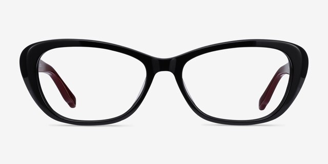 Selina Black & Burgundy AcetateEyeglass Frames from EyeBuyDirect, Front View