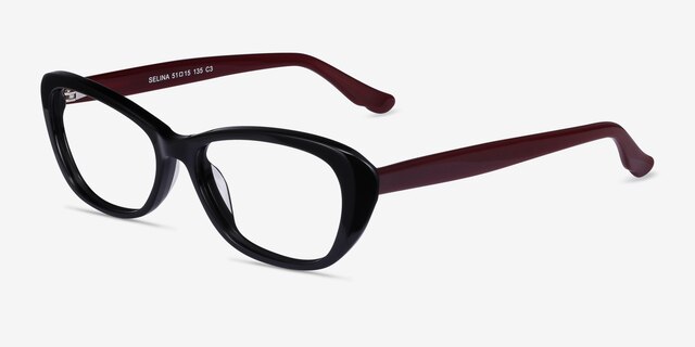 Selina Black & Burgundy AcetateEyeglass Frames from EyeBuyDirect, Angle View