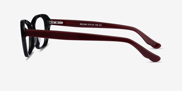 Selina Black & Burgundy AcetateEyeglass Frames from EyeBuyDirect, Side View