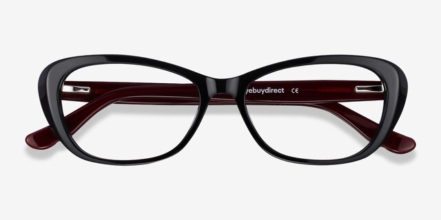 Selina Black & Burgundy AcetateEyeglass Frames from EyeBuyDirect, Closed View