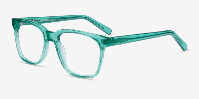 Jamie Emerald Green AcétateMontures de lunettes de vue d'EyeBuyDirect, Vue d'Angle