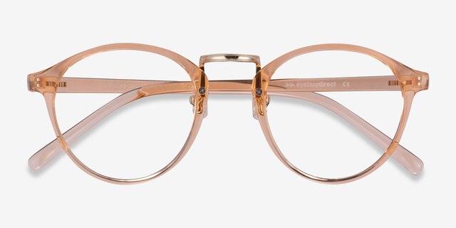 Chillax Clear Melon MetalEyeglass Frames from EyeBuyDirect, Closed View