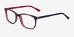 July Navy & Red AcetateEyeglass Frames from EyeBuyDirect, Angle View