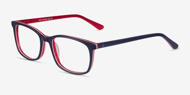 July Navy & Red AcetateEyeglass Frames from EyeBuyDirect, Angle View