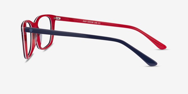 July Navy & Red AcetateEyeglass Frames from EyeBuyDirect, Side View
