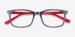 July Navy & Red AcetateEyeglass Frames from EyeBuyDirect, Closed View