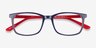 July Navy & Red AcetateEyeglass Frames from EyeBuyDirect, Closed View