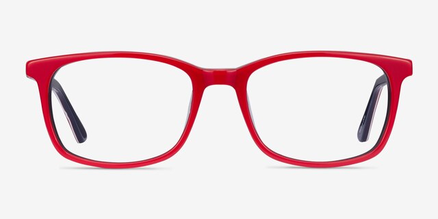 July Red & Navy AcetateEyeglass Frames from EyeBuyDirect, Front View