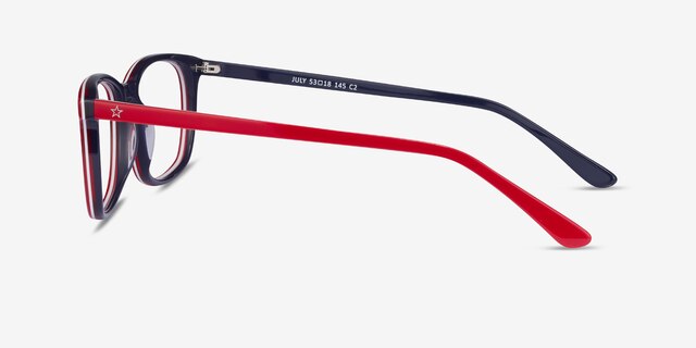 July Red & Navy AcetateEyeglass Frames from EyeBuyDirect, Side View