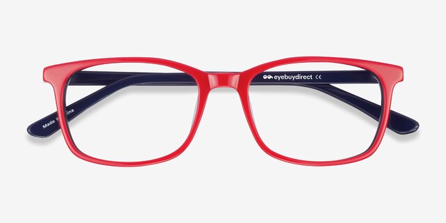 July Red & Navy AcetateEyeglass Frames from EyeBuyDirect, Closed View