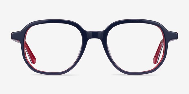 States Navy & Red AcetateEyeglass Frames from EyeBuyDirect, Front View