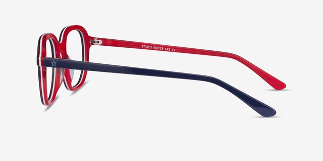 States Navy & Red AcetateEyeglass Frames from EyeBuyDirect, Side View