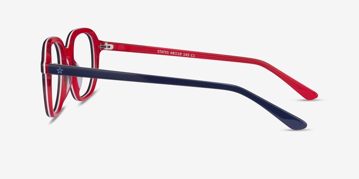 States Navy & Red Acetate Eyeglass Frames from EyeBuyDirect