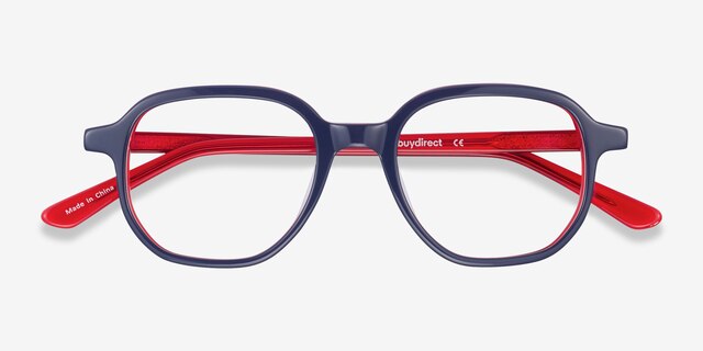 States Navy & Red AcetateEyeglass Frames from EyeBuyDirect, Closed View