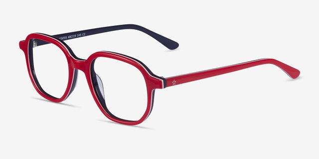 States Red & Navy AcetateEyeglass Frames from EyeBuyDirect, Angle View