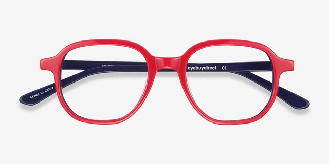 States Red & Navy AcetateEyeglass Frames from EyeBuyDirect, Closed View