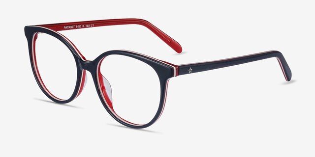 Patriot Navy & Red AcetateEyeglass Frames from EyeBuyDirect, Angle View