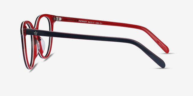 Patriot Navy & Red AcetateEyeglass Frames from EyeBuyDirect, Side View