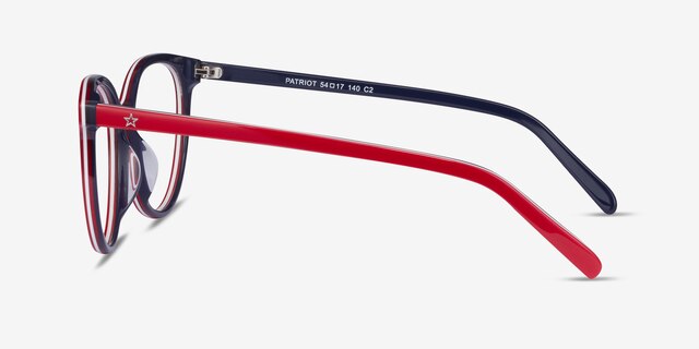 Patriot Red & Navy AcetateEyeglass Frames from EyeBuyDirect, Side View
