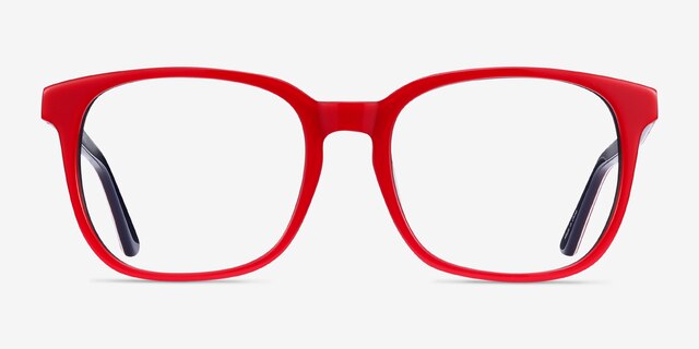 Firework Red & Navy AcetateEyeglass Frames from EyeBuyDirect, Front View