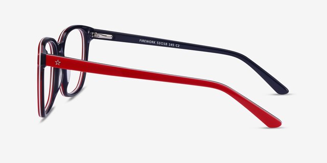 Firework Red & Navy AcetateEyeglass Frames from EyeBuyDirect, Side View
