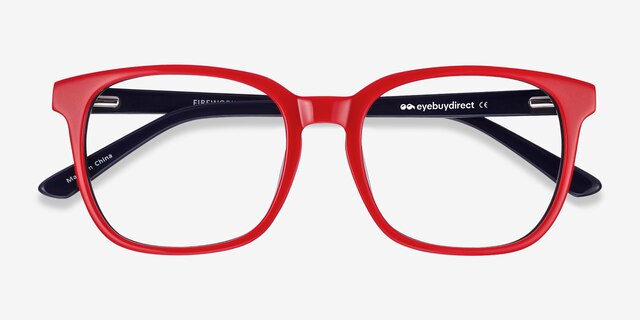 Firework Red & Navy AcetateEyeglass Frames from EyeBuyDirect, Closed View