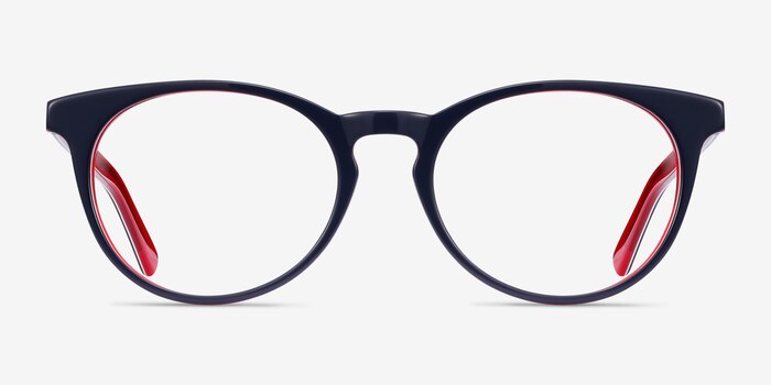 Tradition Navy & Red Acetate Eyeglass Frames from EyeBuyDirect