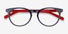 Tradition Navy & Red AcetateEyeglass Frames from EyeBuyDirect, Closed View