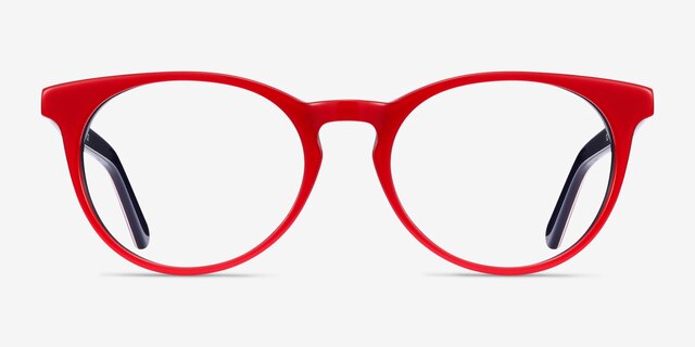 Tradition Red & Navy AcetateEyeglass Frames from EyeBuyDirect, Front View