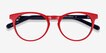 Tradition Red & Navy AcetateEyeglass Frames from EyeBuyDirect, Closed View