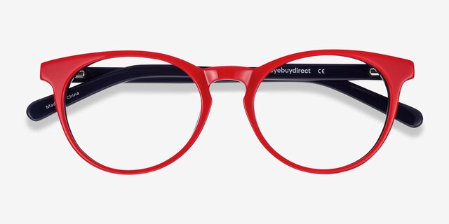 Tradition Red & Navy AcetateEyeglass Frames from EyeBuyDirect, Closed View