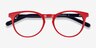 Tradition Red & Navy AcetateEyeglass Frames from EyeBuyDirect, Closed View